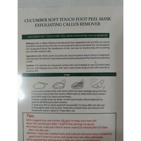 SEXROV American Quality Foot Peel Mask 2 Pack for Cracked Heels,Dead Skin & Call - Picture 6 of 7